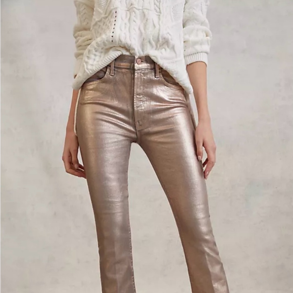 Express High Rise Metallic Rose Gold Jeans - Picture 8 of 9